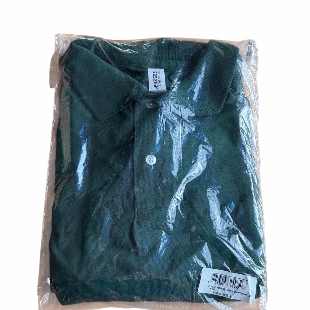 Jerzees SpotShield Men's Forest Green Polo Sport Shirt - Size Large - New in Bag